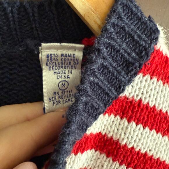 90s Vintage KAREN SCOTT Patriotic Whimsical Red White and Blue Cardigan | Small - Picture 4 of 7